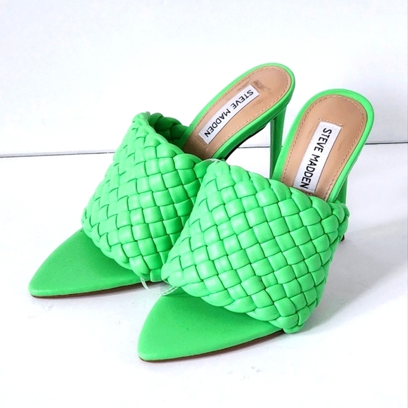 Steve Madden Women's Fateful Green Woven Pointed Toe Stiletto Heels Size 6.5 - Picture 1 of 5